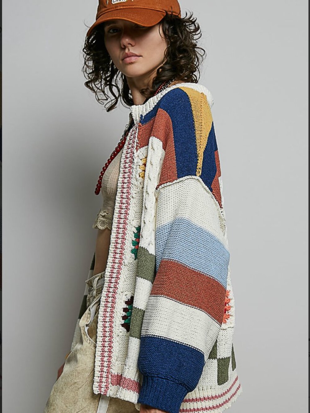 POL Boho Granny Square Crochet Patchwork Cardigan - Picture 3 of 4